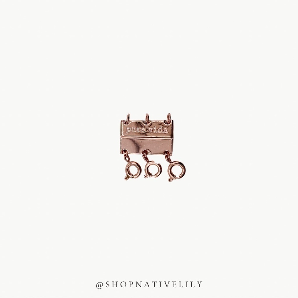Pura Vida Magnetic Necklace Clasp Rose Gold Triple Layer Connector OS